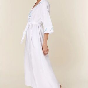 NWT Fanm Mon x Andie Linen Kepez Kaftan Dress White Breezy Resort Wear